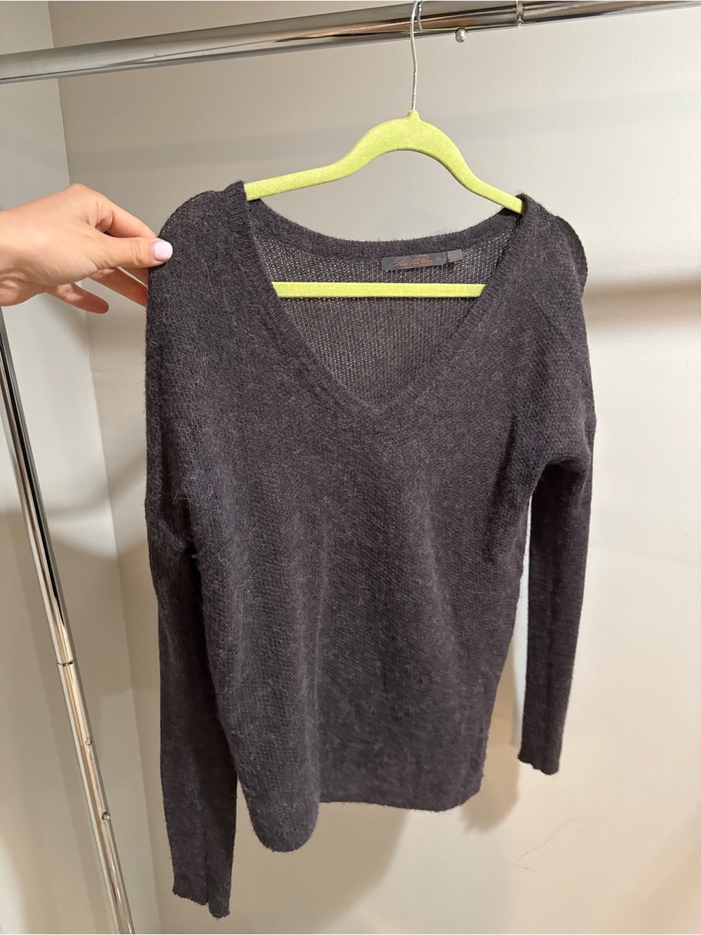 Terre Jacobs Charcoal V-Neck Knit Sweater